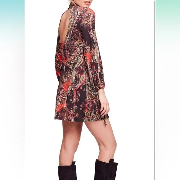 Free People Womens All Dolled Up Paisley High-Neck Mini Dress - Picture 3 of 12